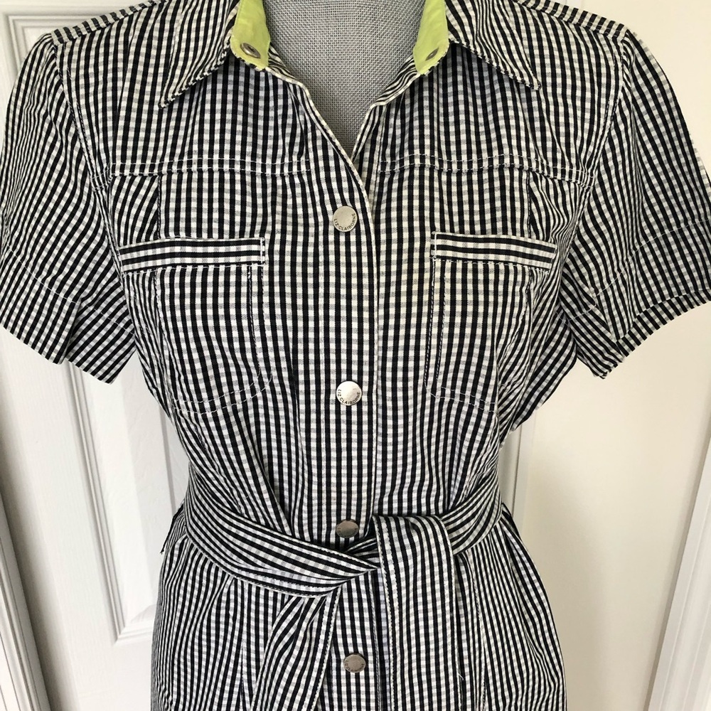 Black and White Gingham Dress with Belt